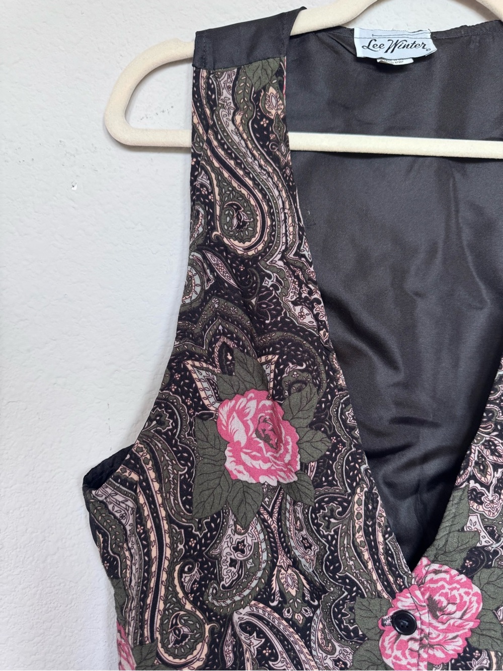 Vintage 90s Lee Winter Paisley Floral Vest - Picture 5 of 9